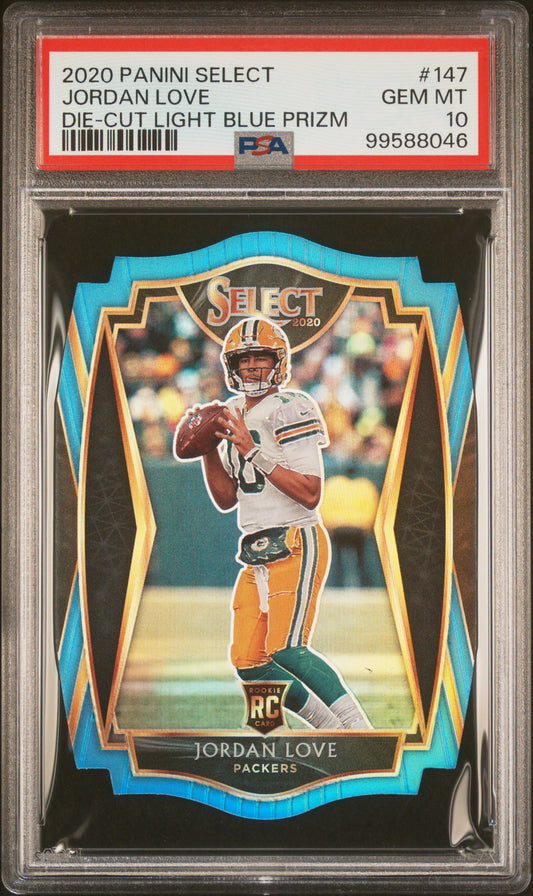 #147 Jordan Love 2020 Panini Select 10 Die-Cut Light Blue
