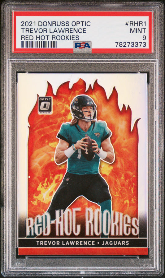 #RHR1 Trevor Lawrence 2021 Panini Donruss Optic Red Hot Rookies Auto 9