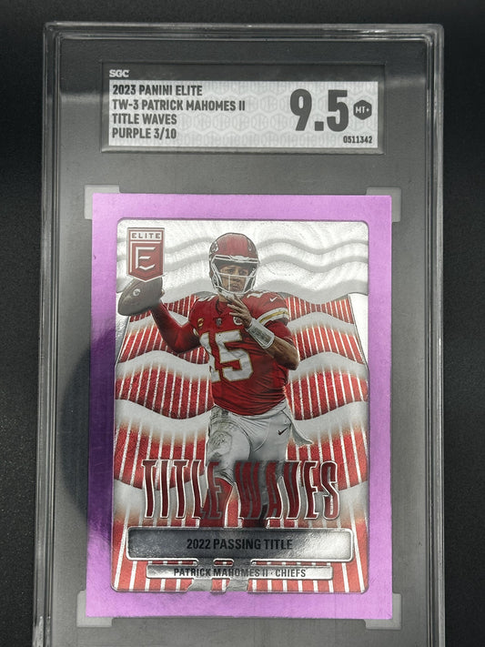 #TW-3 Patrick Mahomes II 2023 Donruss Elite /10 9.5 Chiefs Title Waves Purple