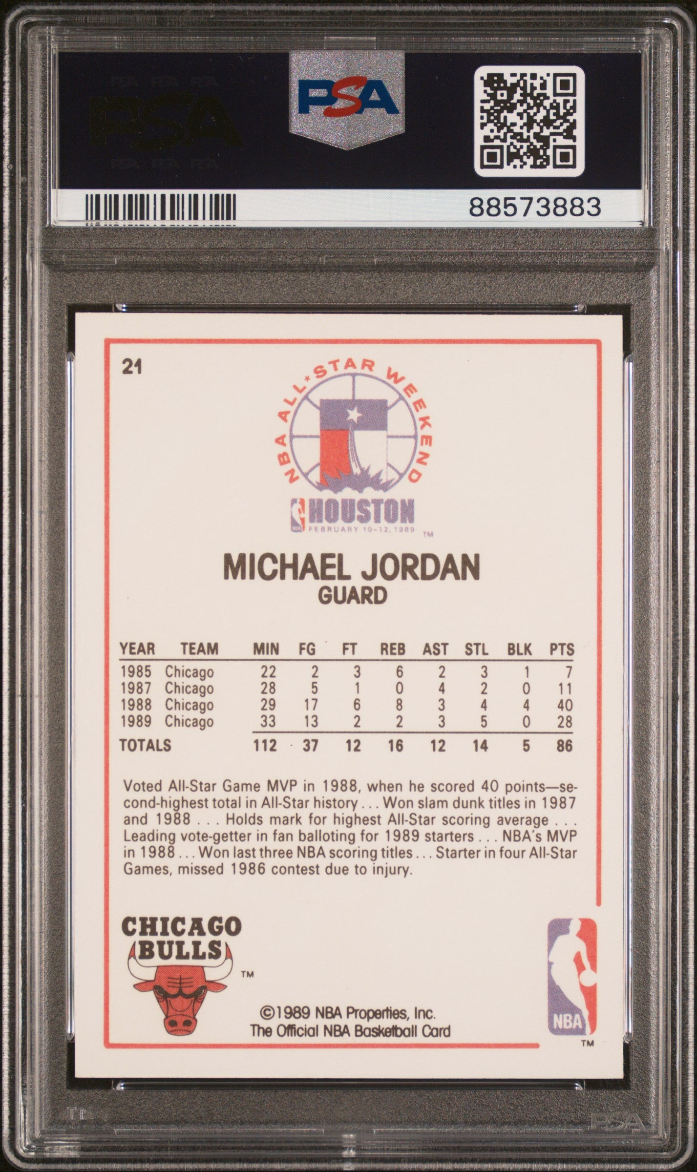 #21 Michael Jordan 1989 Hoops 10 GEM-MT sports All-Star