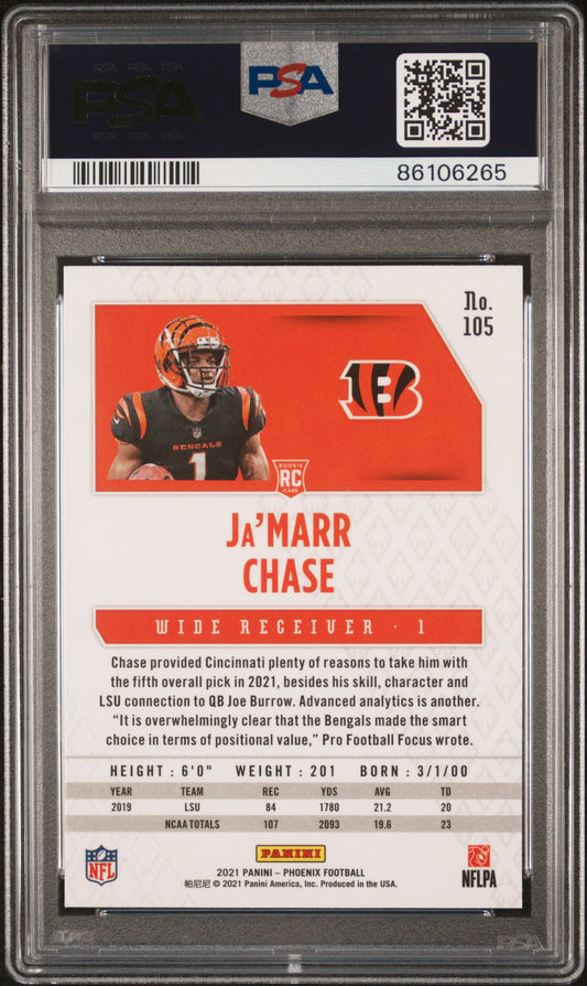 #105 Ja'Marr Chase 2021 Panini Phoenix 10 GEM-MT sports