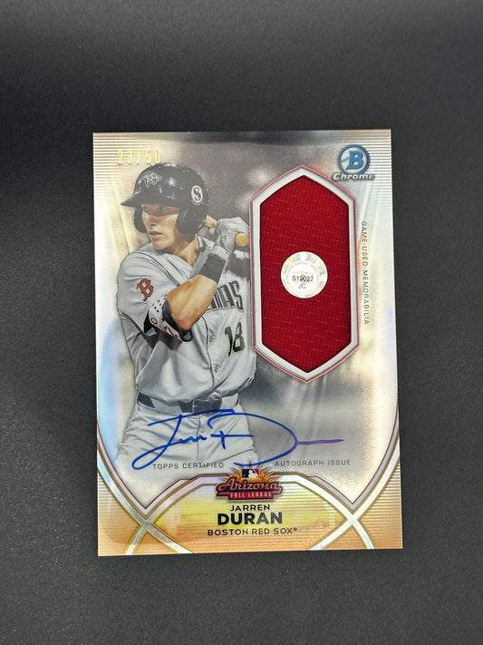 #AFLAR-JD Jarren Duran 2020 Bowman Chrome Arizona Fall League Patch Auto /50