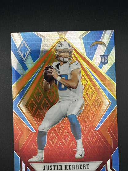 #103 Justin Herbert 2020 Panini Phoenix RC Los Angeles Chargers Fire Burst