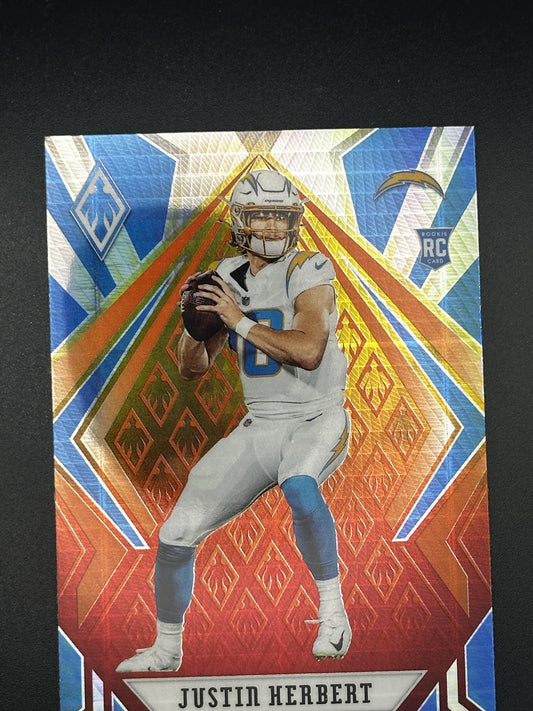 #103 Justin Herbert 2020 Panini Phoenix RC Los Angeles Chargers Fire Burst