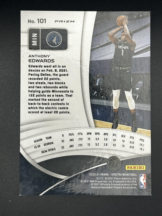 #101 Anthony Edwards 2020-21 Panini Spectra Minnesota Timberwolves Asia Red
