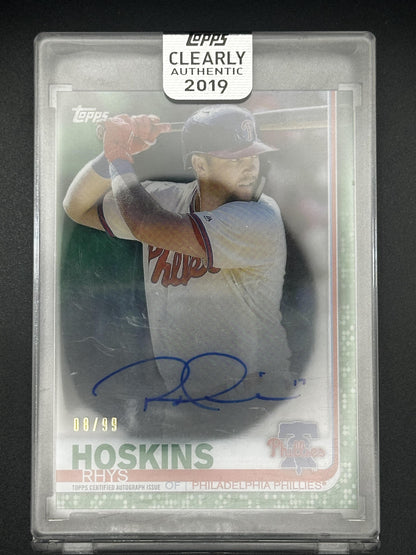 #CAA-RH Rhys Hoskins 2019 Topps Clearly Authentic Auto /99 Phillies Green
