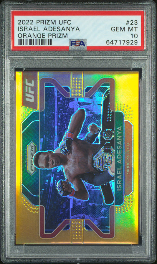 #23 Israel Adesanya 2022 Panini Prizm Ufc 10 GEM-MT sports Orange Prizm