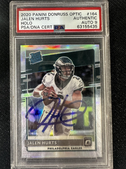 #164 Jalen Hurts 2020 Panini Donruss Optic Auto 9 Authentic Holo
