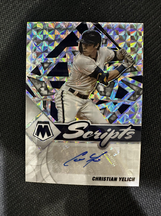 #SC-CY Christian Yelich 2022 Panini Mosaic AU Auto Milwaukee Brewers Scripts