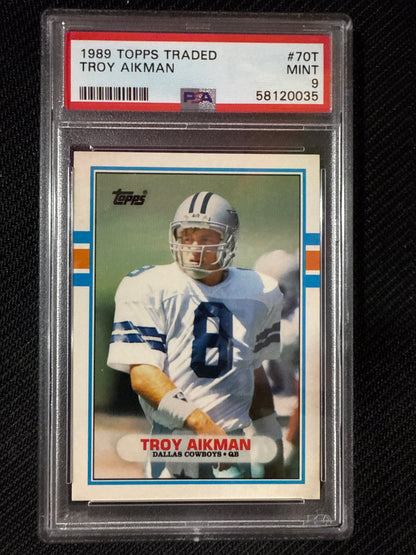 #70T Troy Aikman 1989 Topps Traded Dallas Cowboys sports