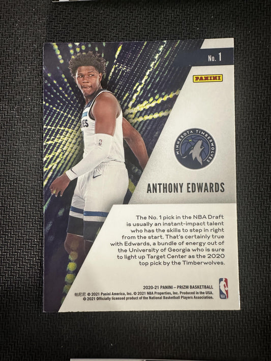 #1 Anthony Edwards 2020-21 Panini Prizm Minnesota Timberwolves Instant Impact