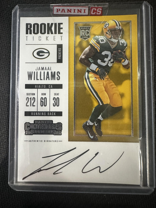 #321 Jamaal Williams 2017 Panini Contenders AU,RC Rookie Auto Green Bay Packers