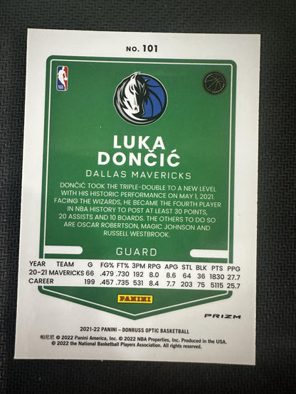 #101 Luka Doncic 2021-22 Donruss Optic Dallas Mavericks sports Red Pulsar