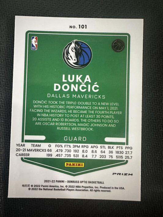 #101 Luka Doncic 2021-22 Donruss Optic Dallas Mavericks sports Red Pulsar
