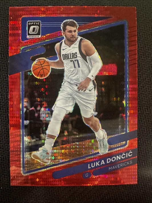 #101 Luka Doncic 2021-22 Donruss Optic Dallas Mavericks sports Red Pulsar