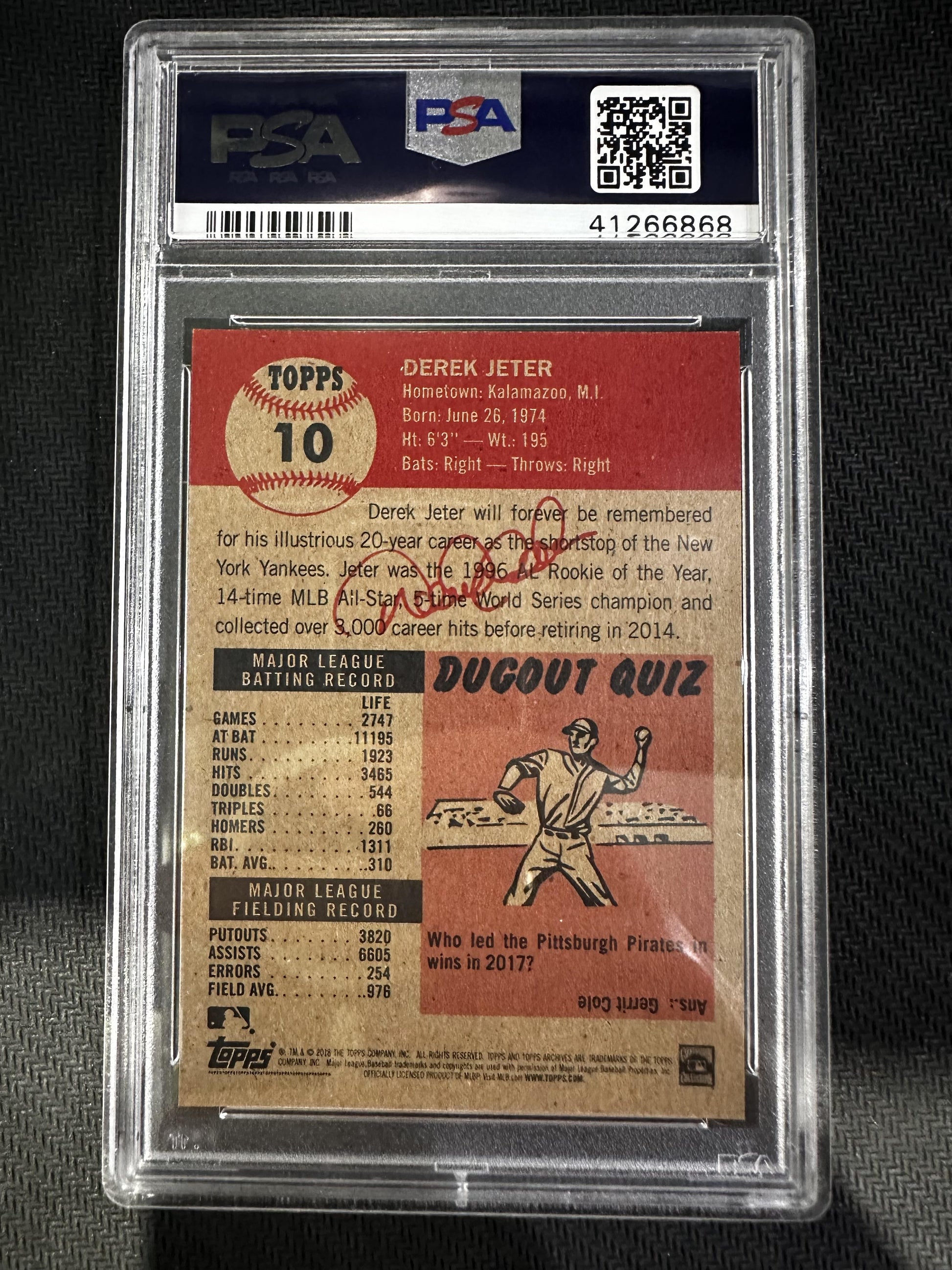 #10 Derek Jeter 2018 Topps Living 10 Burnley GEM-MT sports