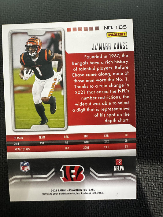 #105 Ja'Marr Chase 2021 Panini Playbook Bengals Mosaic