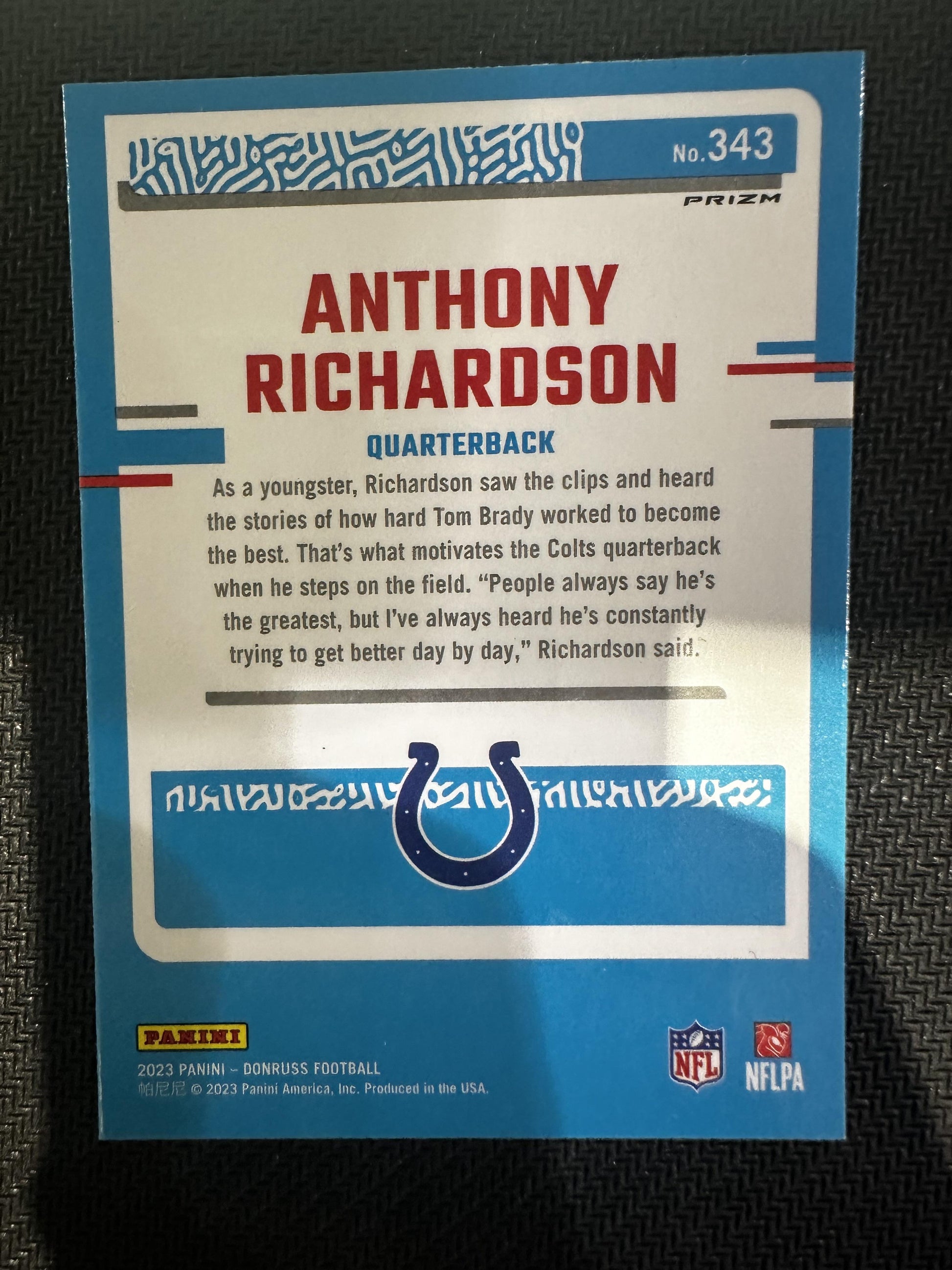 #343 Anthony Richardson 2023 Donruss RC Rookie Indianapolis Colts Preview Pink