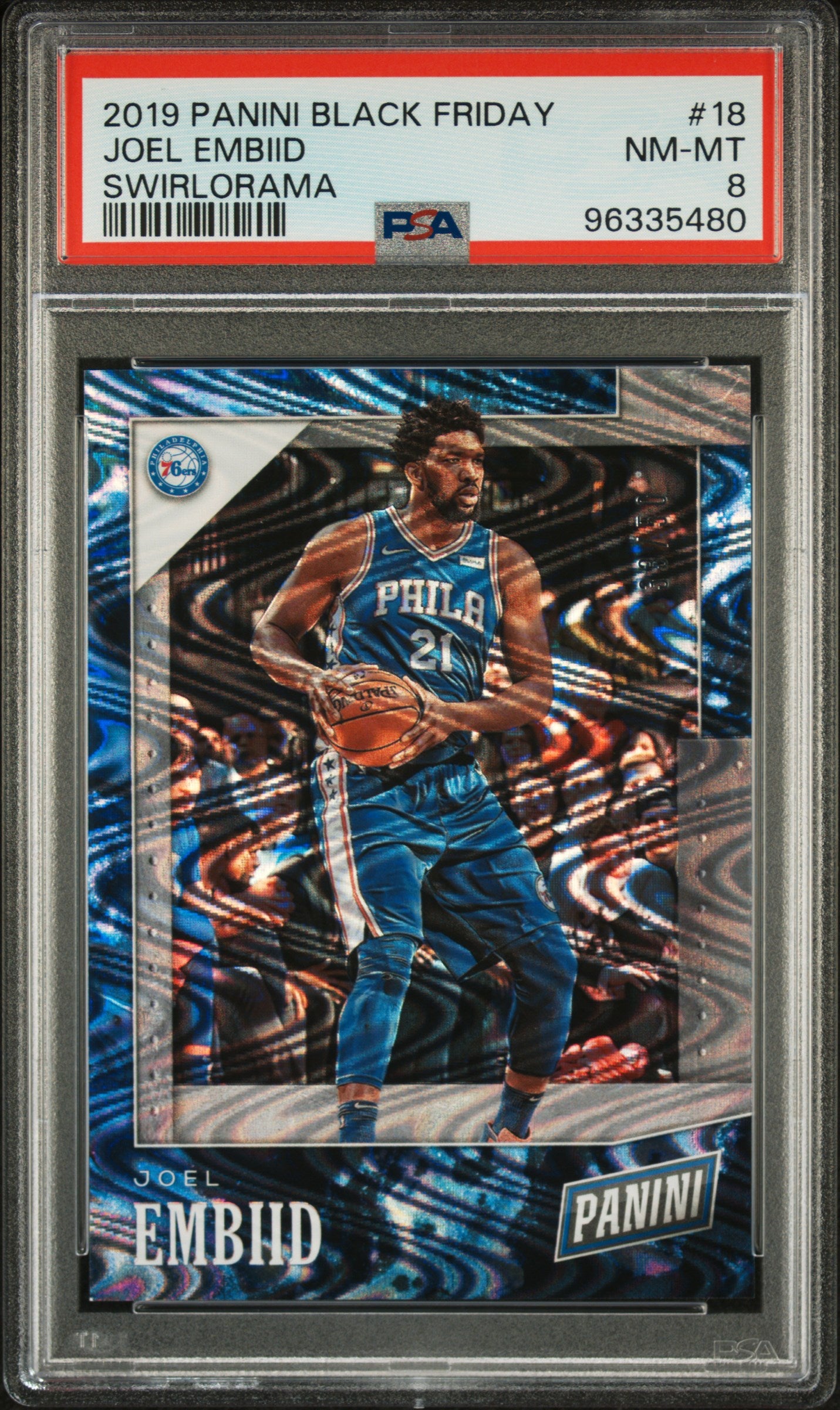 #18 Joel Embiid 2019 Panini Black Friday 8 NM-MT sports Swirlorama