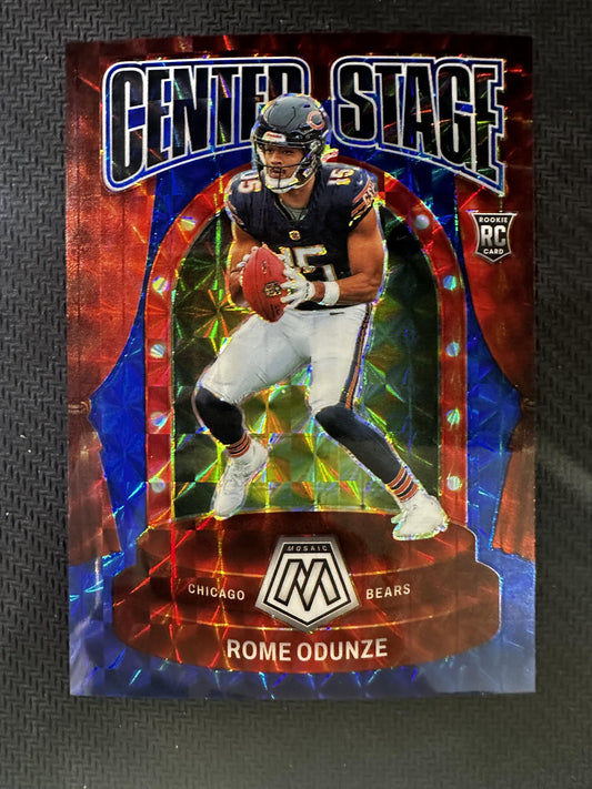 #1 Rome Odunze 2024 Panini Mosaic SN #/99 Chicago Bears sports Center Stage Blue