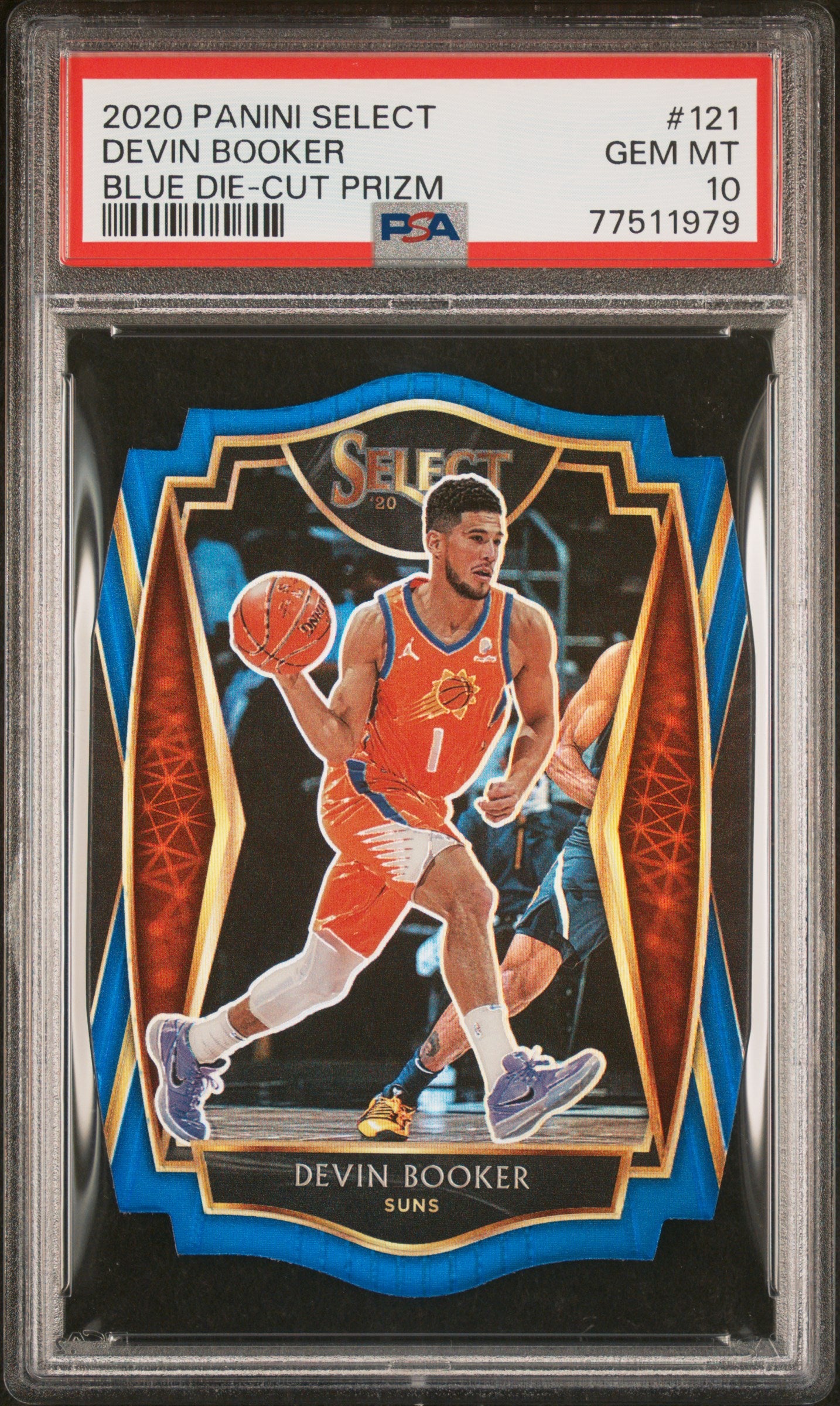 #121 Devin Booker 2020 Panini Select 10 Blue Die-Cut