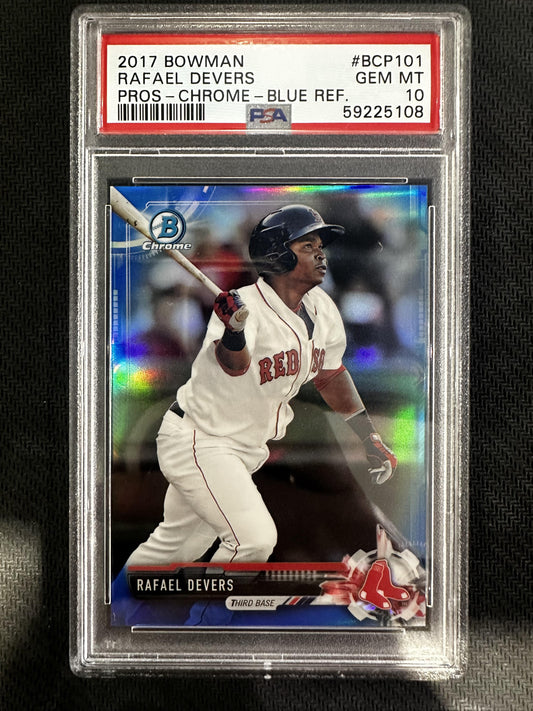 #BCP101 Rafael Devers 2017 Bowman SN #/150 Boston Red Sox Chrome Prospects Blue