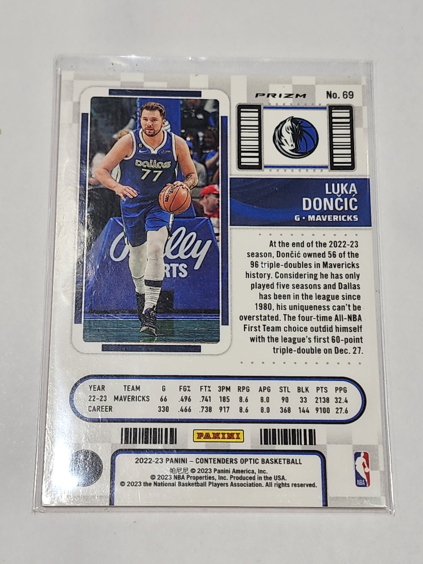 Luka Doncic #69 2022-23 contenders Optic red Prizm Season Ticket Mavericks