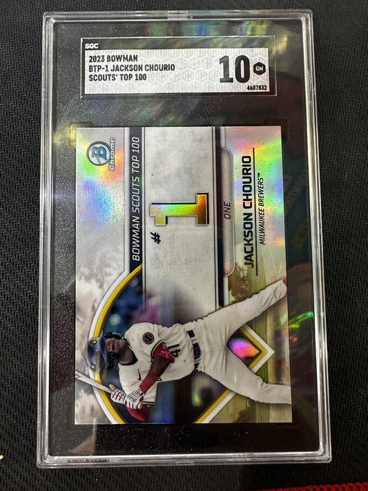 #BTP-1 Jackson Chourio 2023 Bowman 10 Milwaukee Brewers Bowman Scouts Top 100