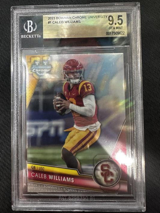 #1 Caleb Williams 2023 Bowman University Chrome 9.5 USC Trojans MT+ sports