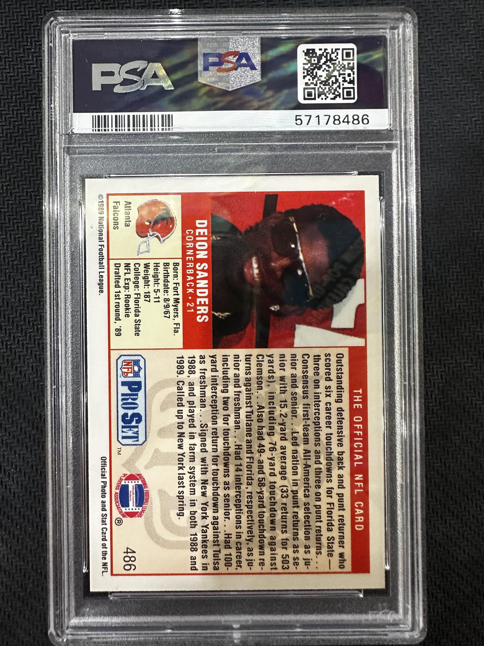 #486 Deion Sanders 1989 Pro Set 9 MT sports