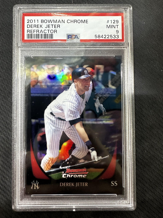 #129 Derek Jeter 2011 Bowman Chrome 9 MT sports Refractor