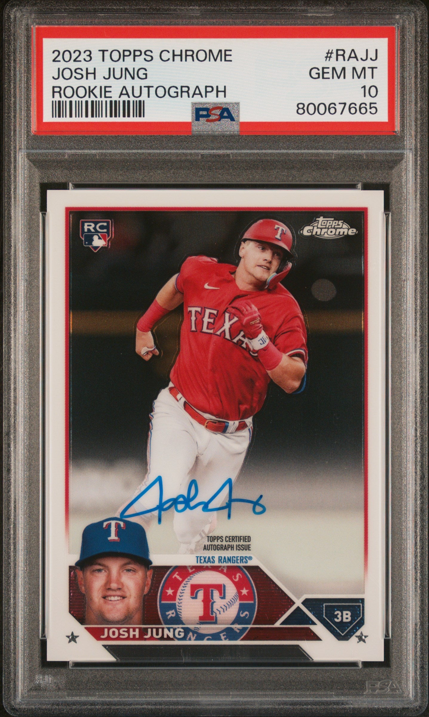 #RAJJ Josh Jung 2023 Topps Chrome Rookie Autograph 10 GEM-MT sports