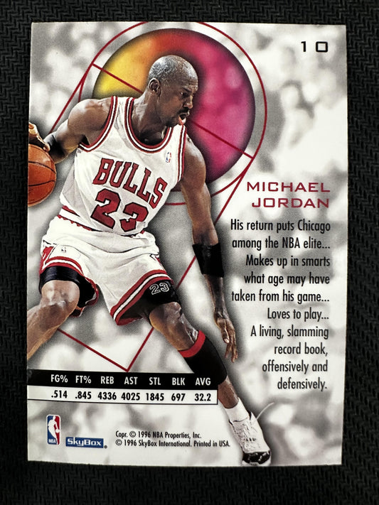 #10 Michael Jordan 1995-96 SkyBox E-XL Chicago Bulls sports