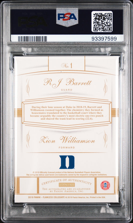 #1 Barrett/Williamson 2019 Panini Flawless Collegiate Dual Signatures 8 Ruby