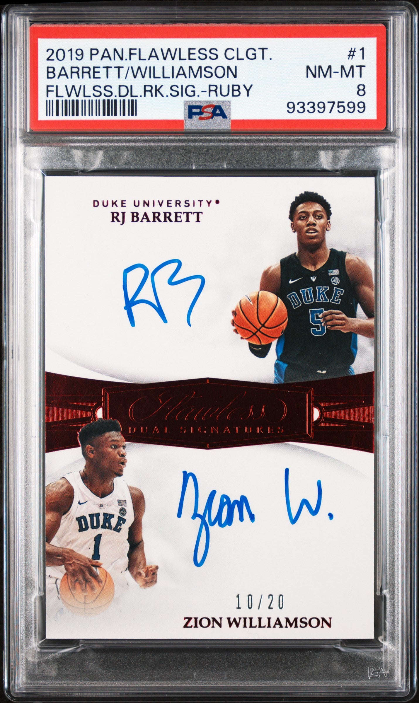 #1 Barrett/Williamson 2019 Panini Flawless Collegiate Dual Signatures 8 Ruby