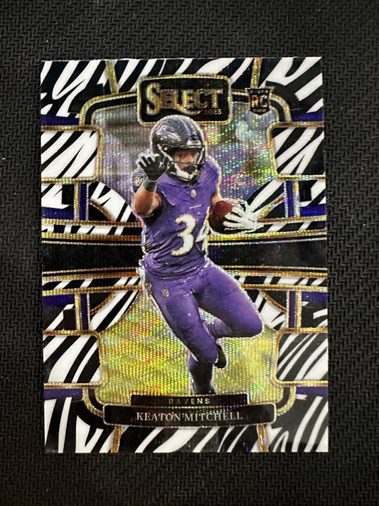 #10 Keaton Mitchell 2023 Panini Select RC Rookie Baltimore Ravens Zebra