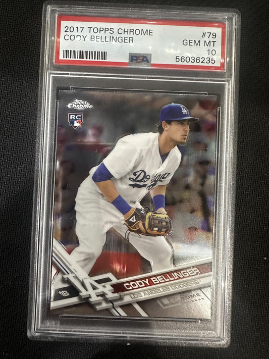 #79 Cody Bellinger 2017 Topps Chrome RC Rookie 10 Los Angeles Dodgers GEM-MT