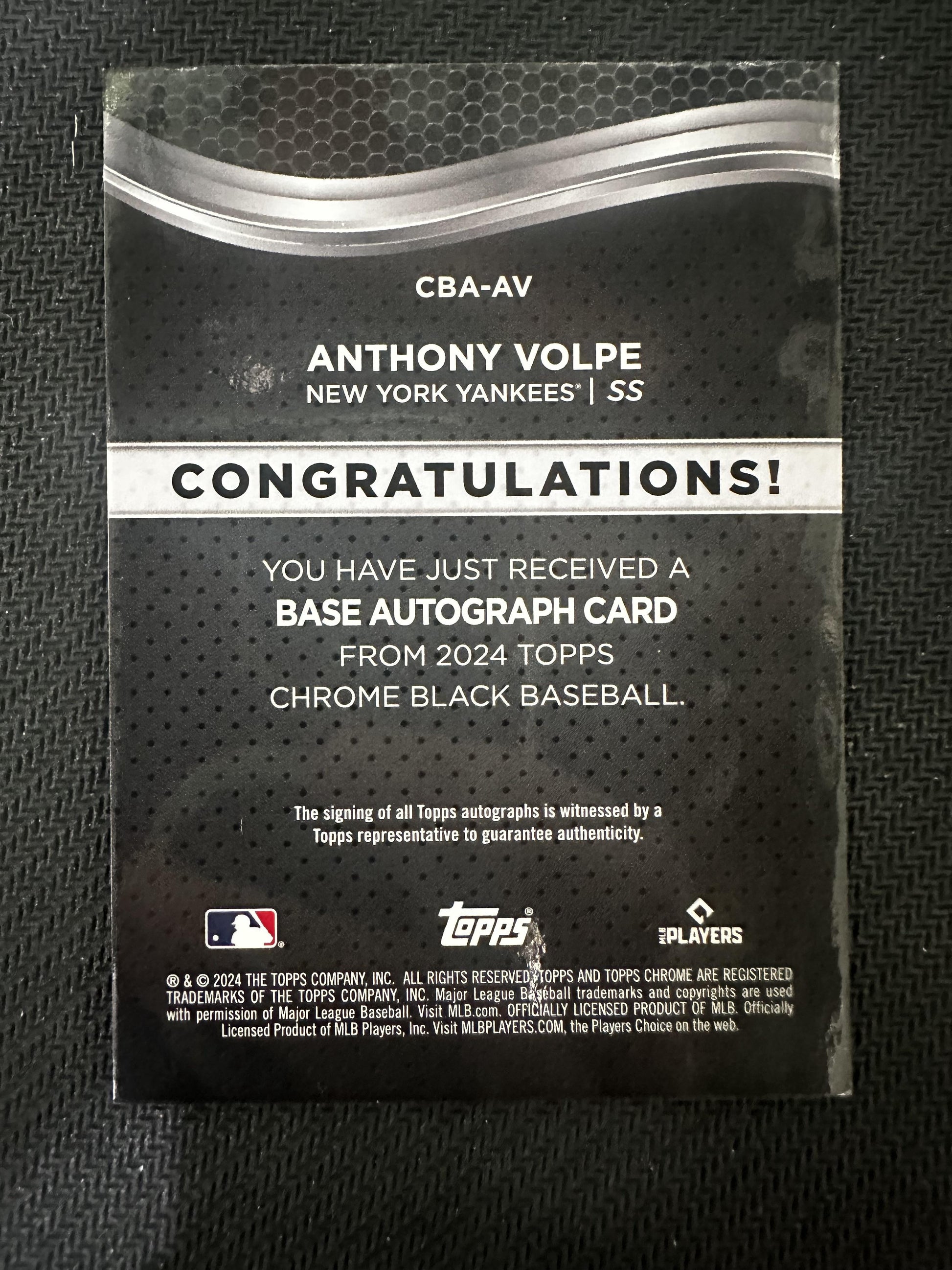 #CBA-AV Anthony Volpe 2023 Topps Chrome Black /25 Yankees Auto Orange Refractor