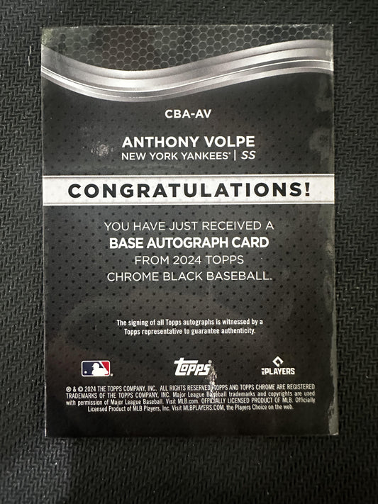 #CBA-AV Anthony Volpe 2023 Topps Chrome Black /25 Yankees Auto Orange Refractor