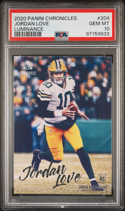 #204 Jordan Love 2020 Panini Chronicles 10 Green Bay Packers Luminance