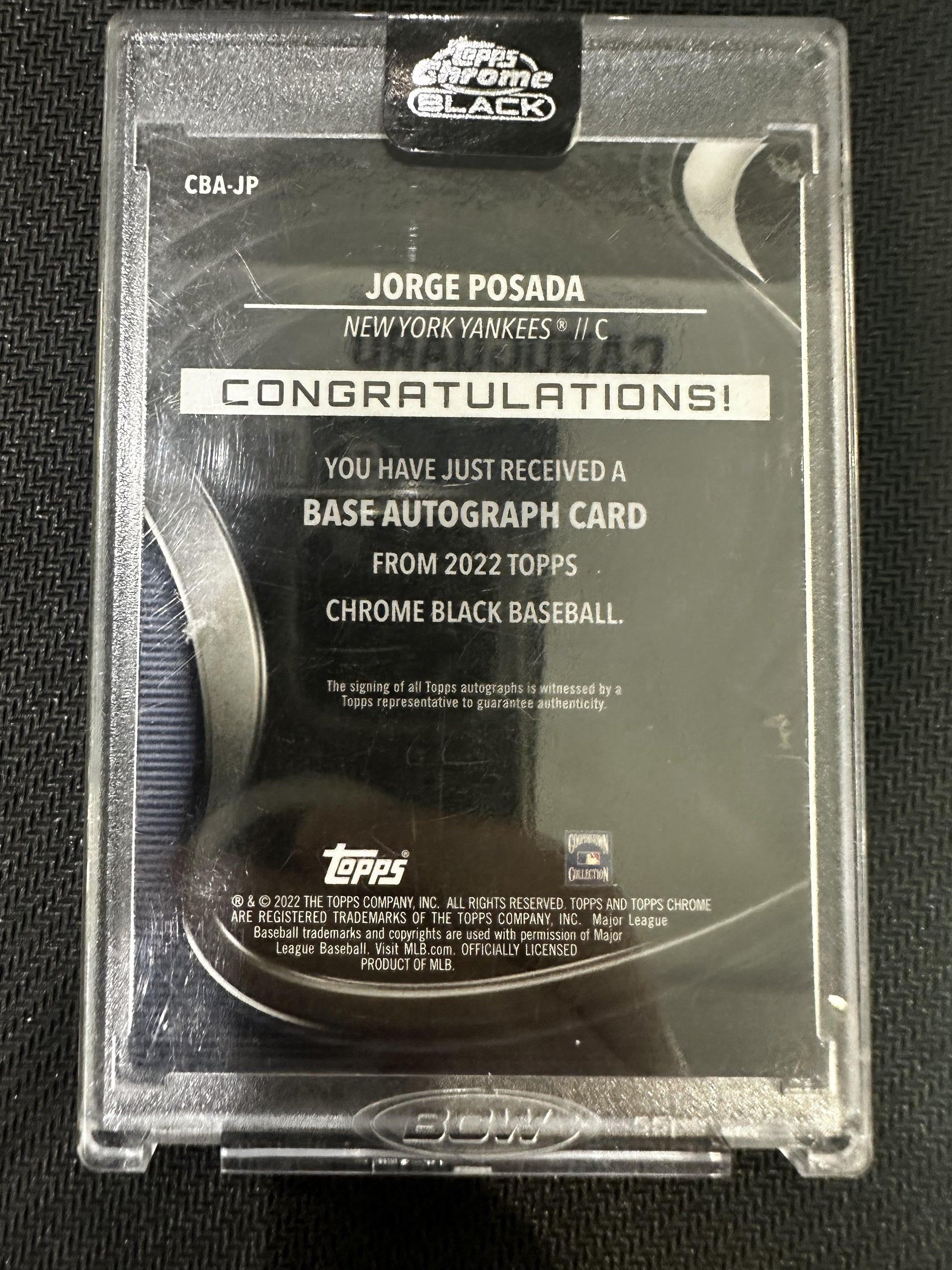 #CBA-JP Jorge Posada 2022 Topps Chrome Black Auto /25 New York Yankees Orange
