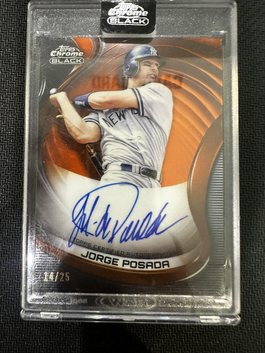 #CBA-JP Jorge Posada 2022 Topps Chrome Black Auto /25 New York Yankees Orange
