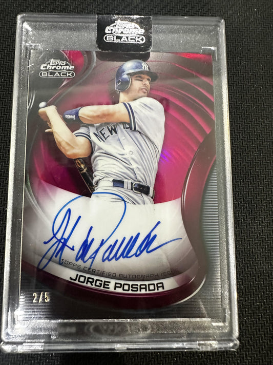 #CBA-JP Jorge Posada 2022 Topps Chrome Black SN,AU Auto #/5 New York Yankees Red