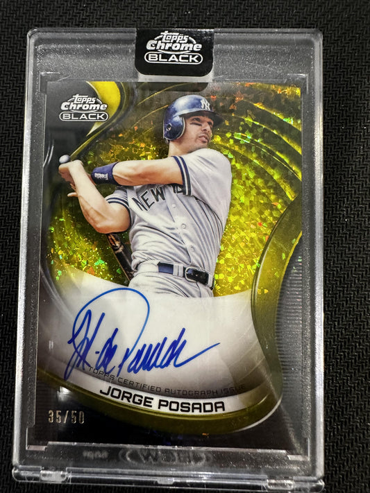 #CBA-JP Jorge Posada 2022 Topps Chrome Black Auto /50 Yankees Gold Mini-Diamond