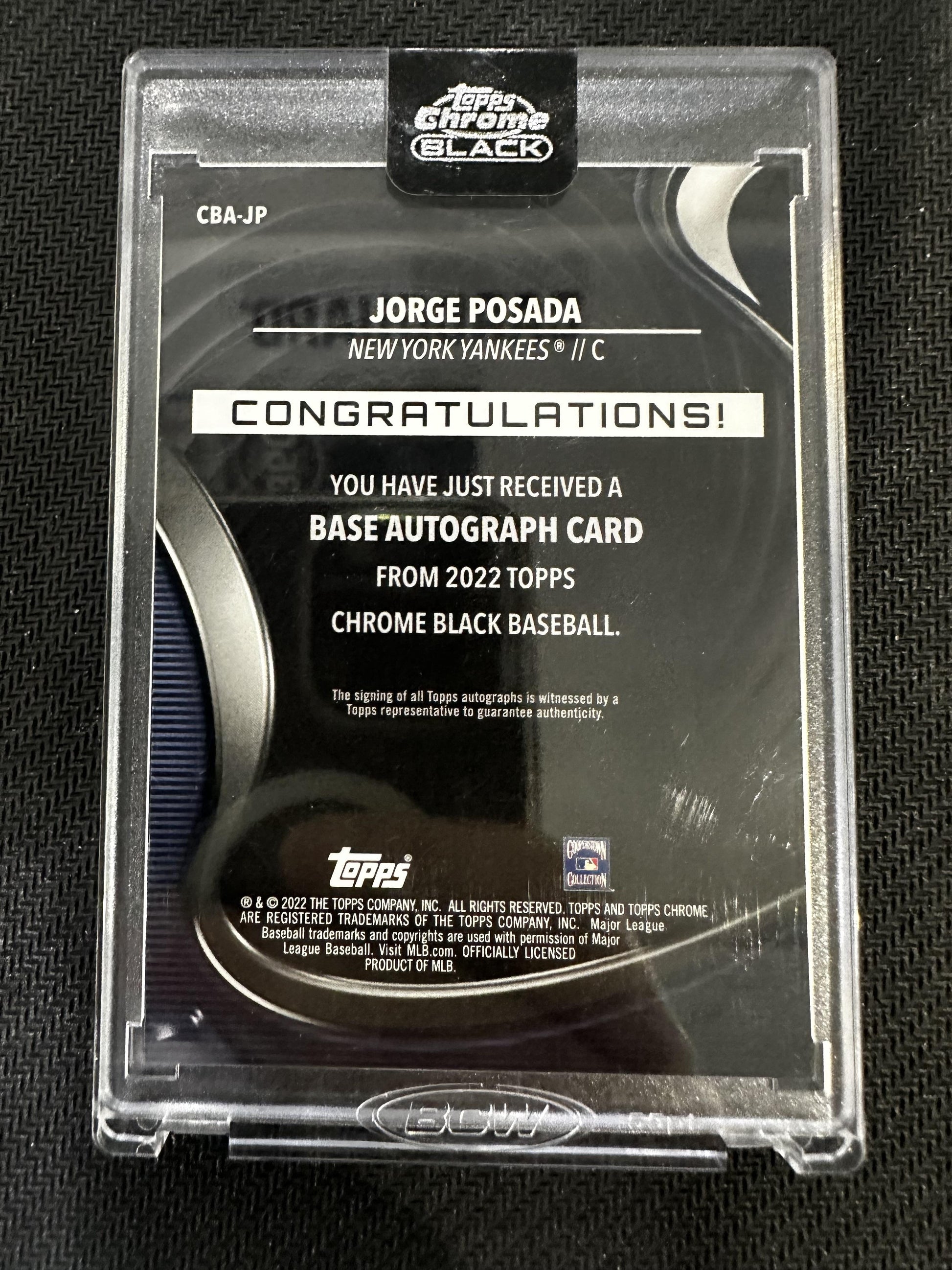 #CBA-JP Jorge Posada 2022 Topps Chrome Black SN,AU Auto #/50 Yankees Gold
