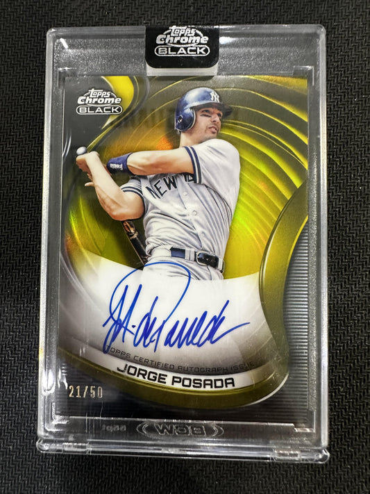 #CBA-JP Jorge Posada 2022 Topps Chrome Black SN,AU Auto #/50 Yankees Gold