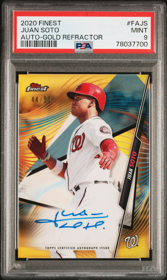 #FA-JS Juan Soto 2020 Auto #/50 9 Washington Nationals Finest Gold Refractor