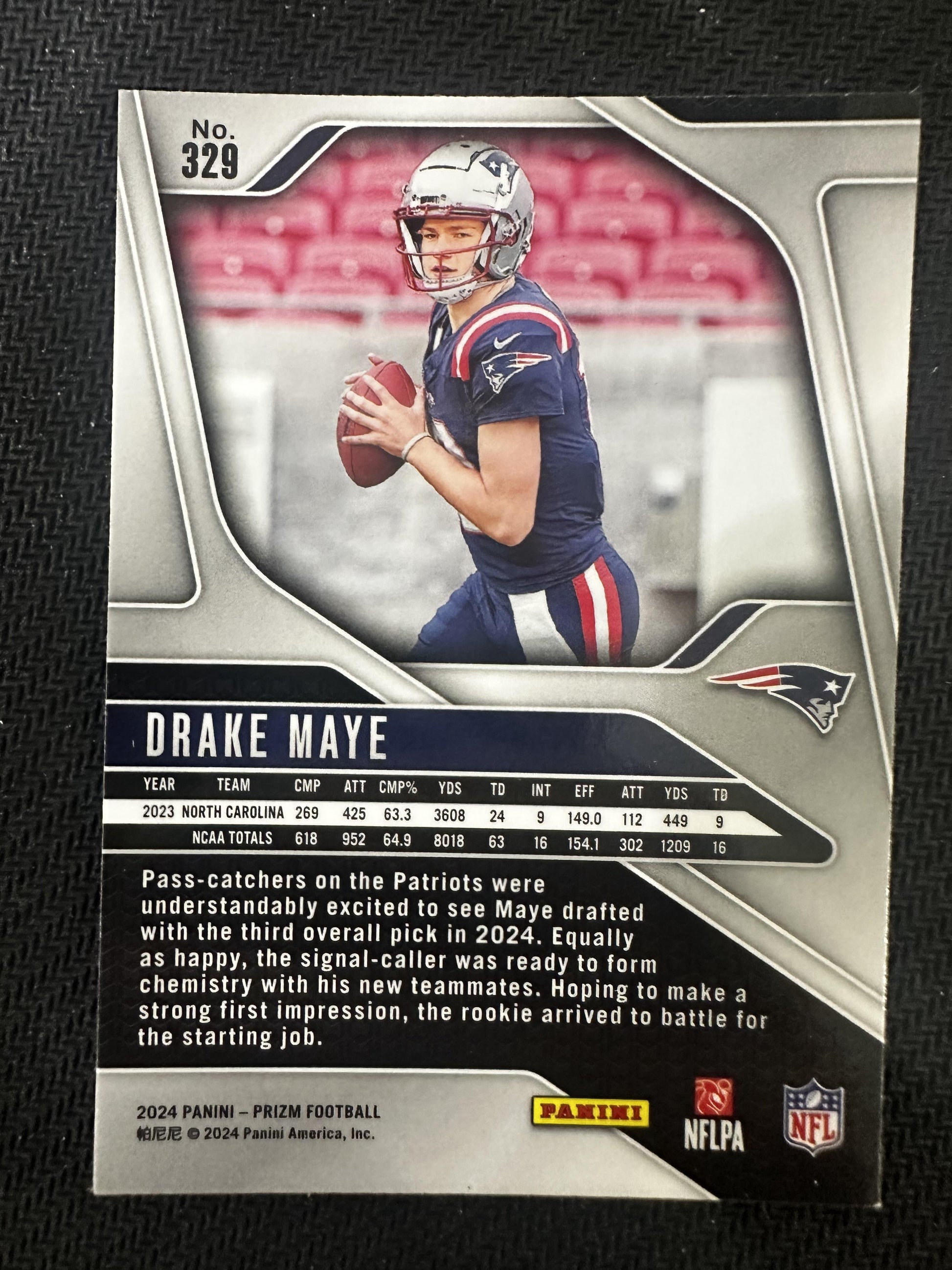 #329 Drake Maye 2024 Panini Prizm RC Rookie New England Patriots sports