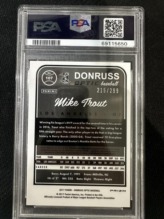 #107 Mike Trout 2017 Panini Donruss Optic 9 MT sports Aqua