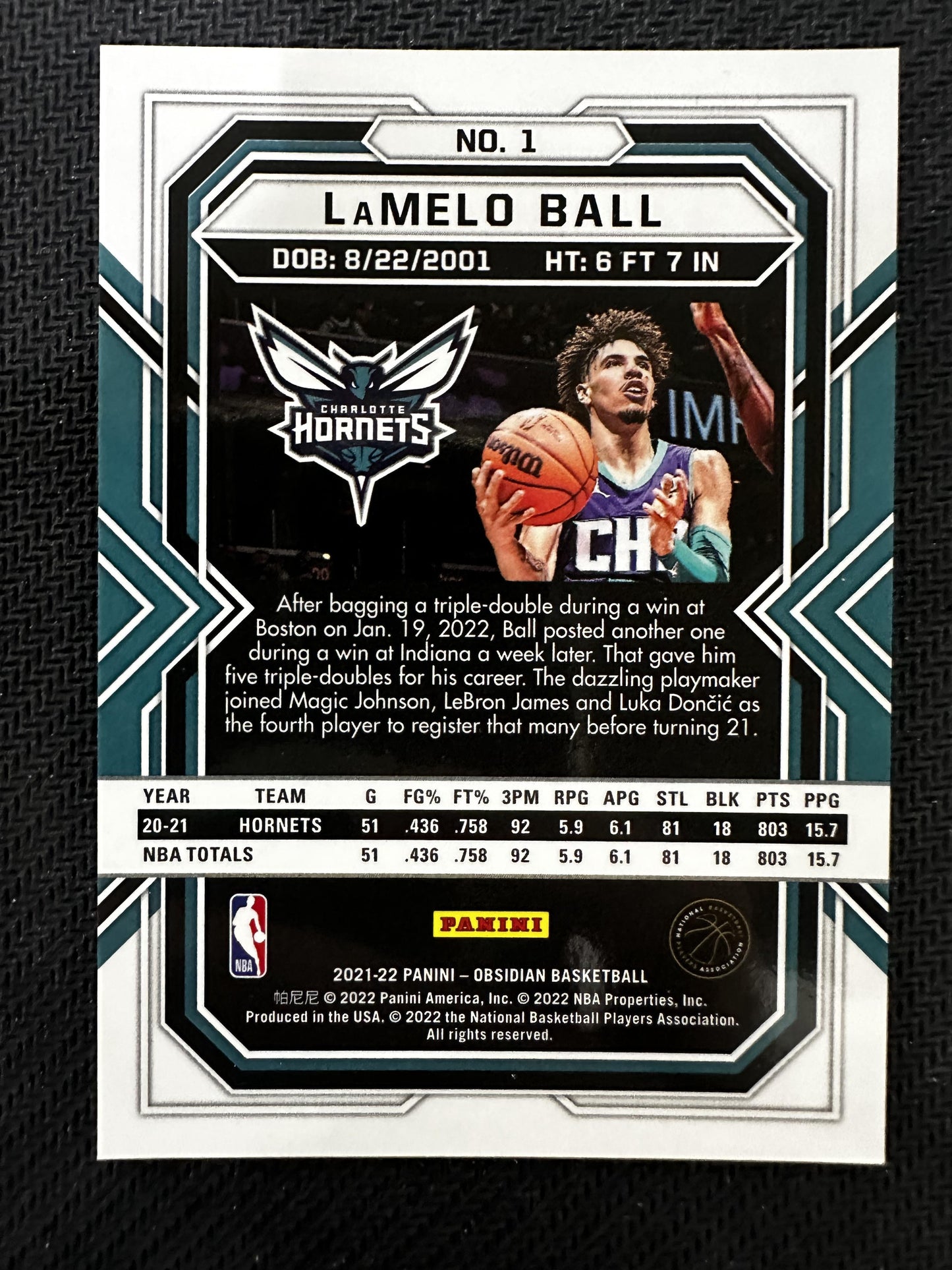 #1 LaMelo Ball 2021-22 Panini Obsidian Hornets Electric Etch White Pulsar
